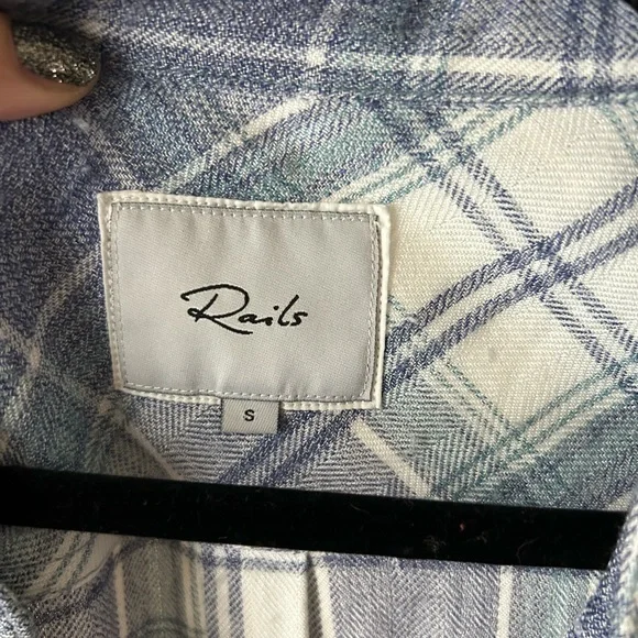 Rails Plaid Hunter Melange Blue White Button Down Shirt - Picture 4 of 6